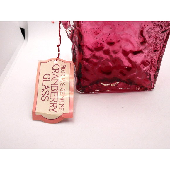 Vintage Hand Blown Pilgrim Crinkle Glass Cranberry Small Pitcher - Picture 2 of 16